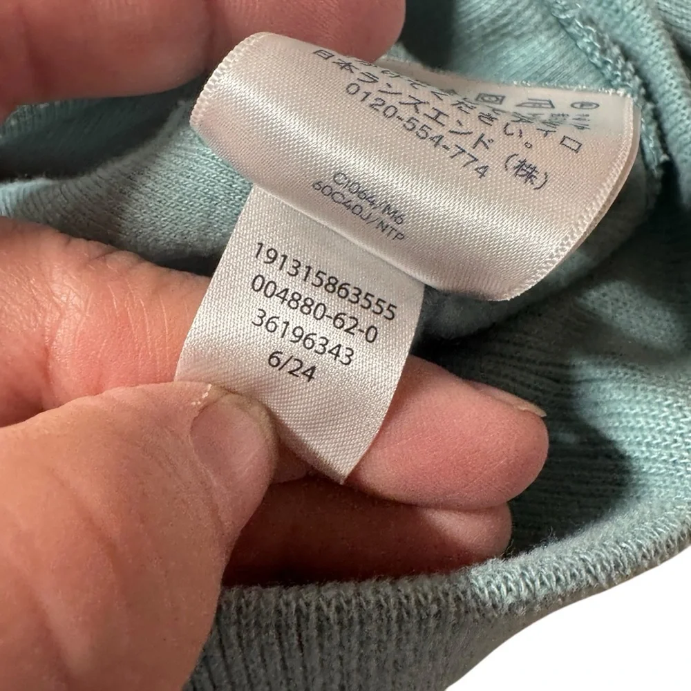 Lands' End Bedford Rib Quarter Zip Pullover Sweater Blue Green Mens Medium - Picture 6 of 8